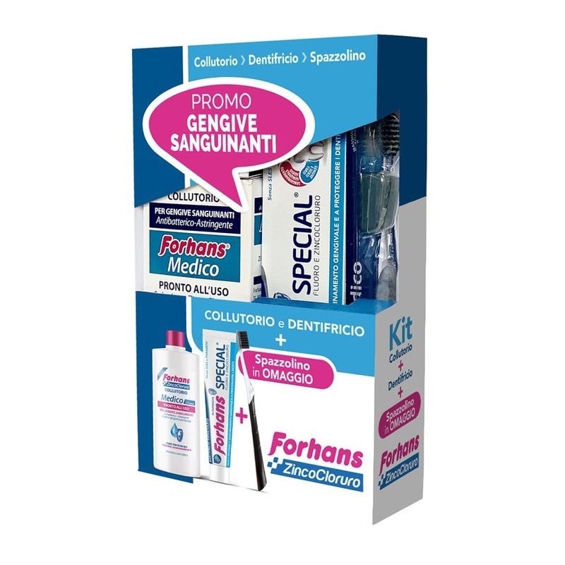 Forhans Kit Gengive Sanguinanti dentifricio + collutorio + spazzolino-1