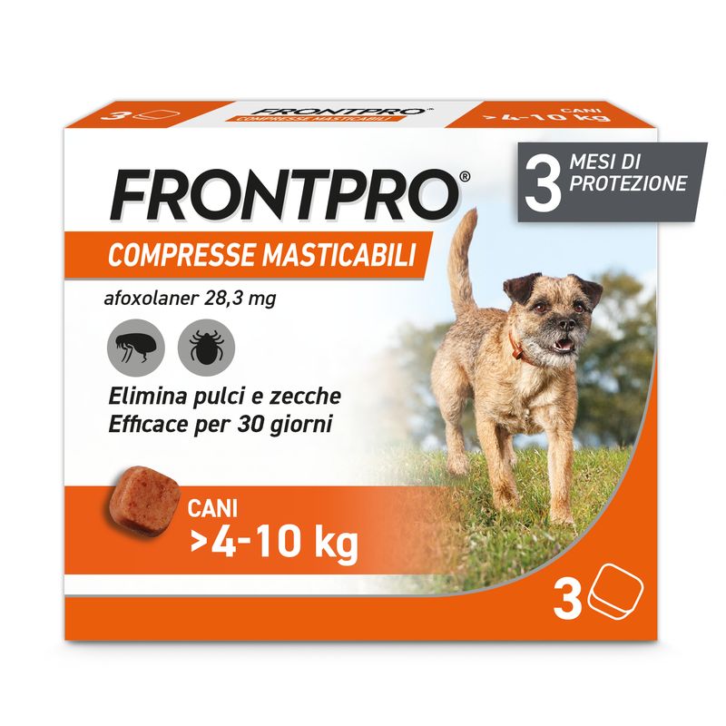 Frontpro Contro Pulci E Zecche 3 Compresse Masticabili Per Cani 4-10 Kg 28,3 Mg-1