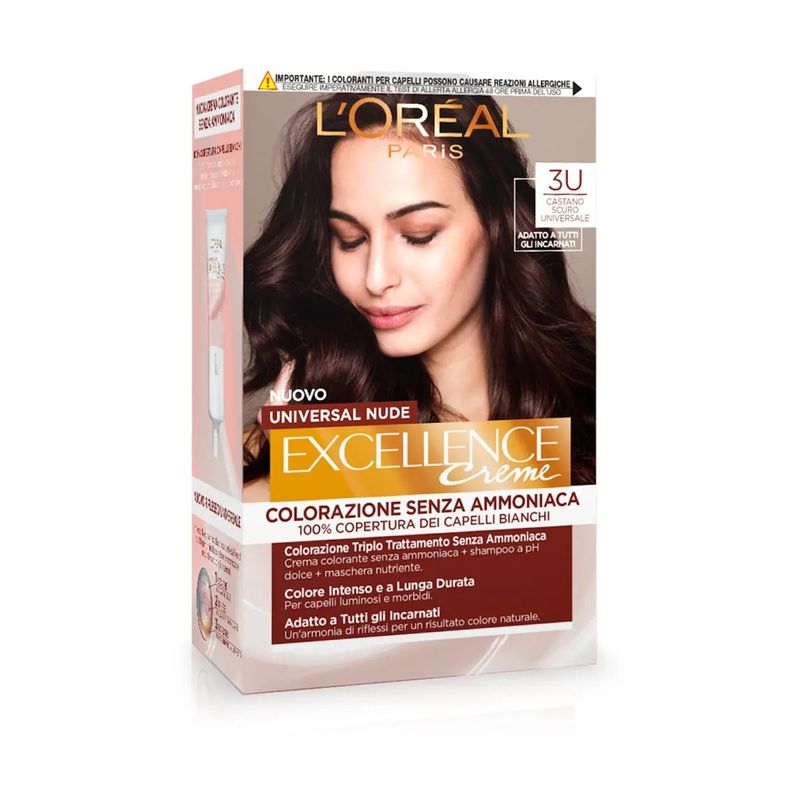 L'Oréal Paris Kit Excellence Universal Nude colorazione permanente 3U Castano Scuro Universale-1