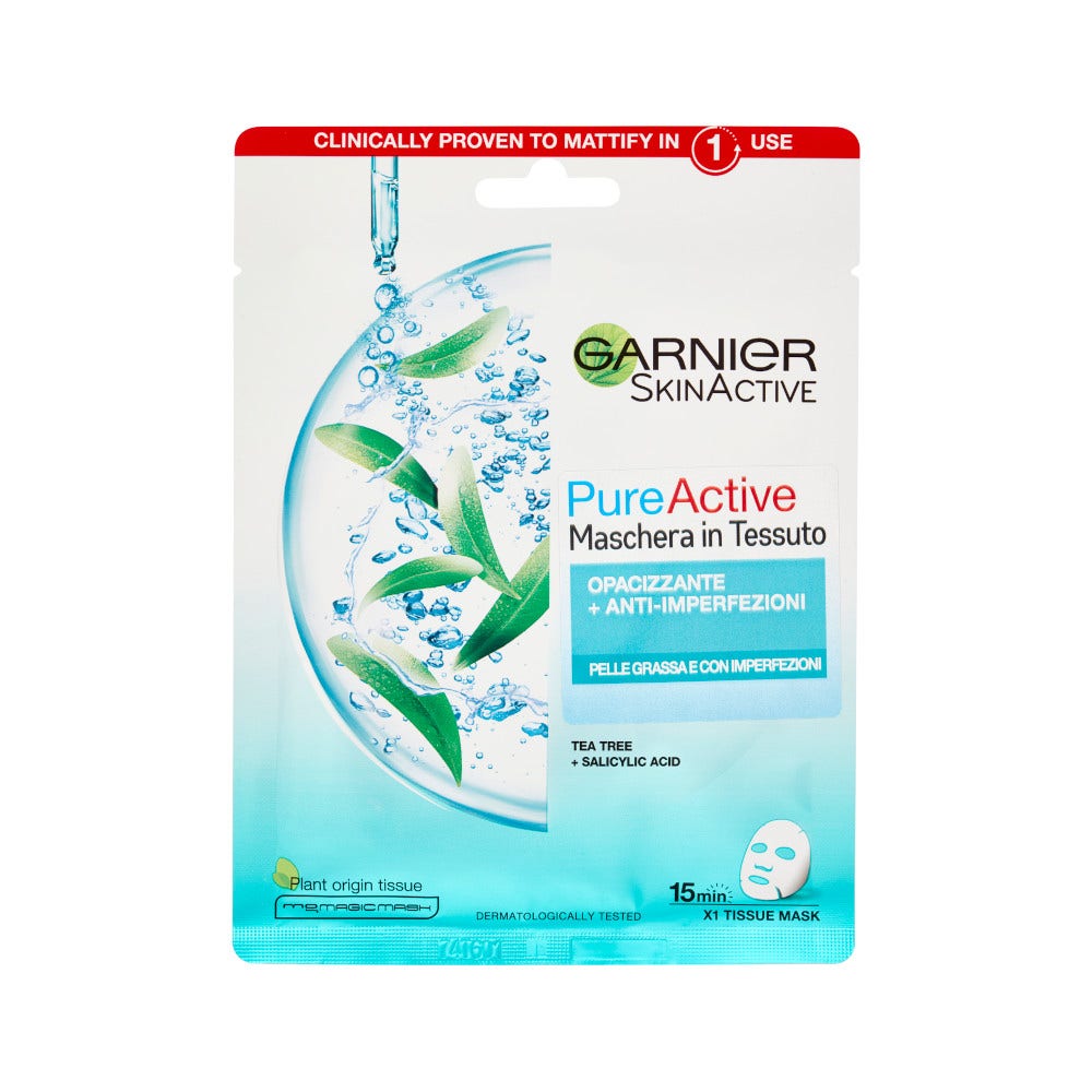 Garnier Pure Active Maschera In Tessuto Arricchita Con Acido Salicilico 23g-1