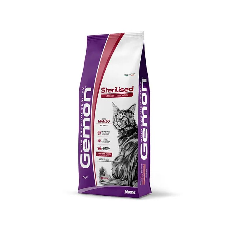 Gemon Cat Adult Sterilised Manzo Cibo Secco Per Gatti Adulti Sterilizzati Sacco 7Kg-1