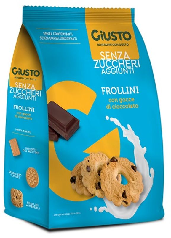 Giusto Senza Zucchero frollini con gocce di cioccolato senza glutine 350g-1