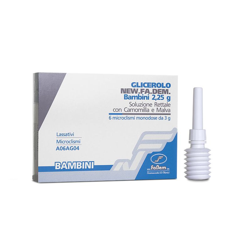 Glicerolo Soluzione Rettale Bambini con Camomilla e Malva 2,25g microclismi monodose da 3g-1