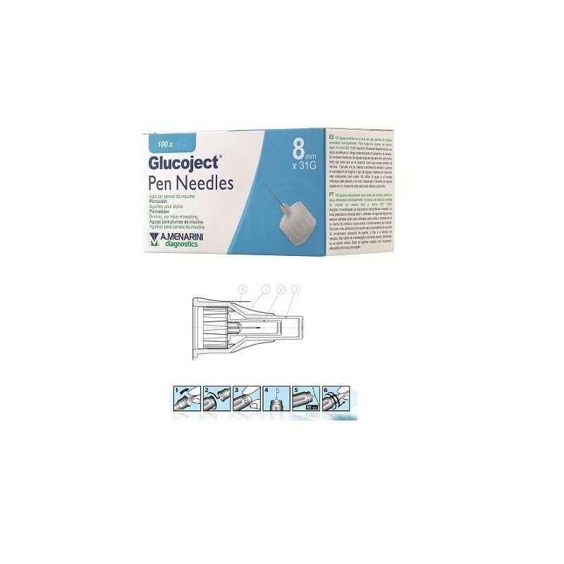 Glucoject Ago Per Penna Insulina 8mm Gauge 31 100 Pezzi-1