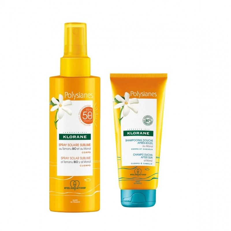 Klorane Polysianes Spray Sublimatore Tamanu Monoi SPF50 200ml + Shampoo Doccia Doposole 75ml-1