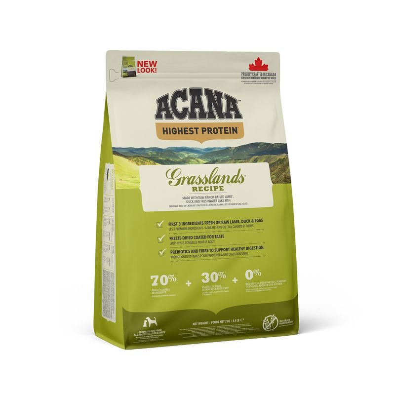 Acana Cane Grasslands Highest Protein Crocchette Agnello e Anatra Sacco 2kg-1