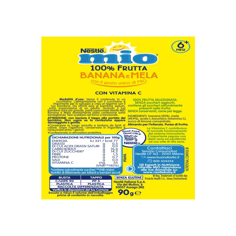 Nestlè Mio Merenda 100% Frutta Banana E Mela Da Spremere Pouch 90ml-3