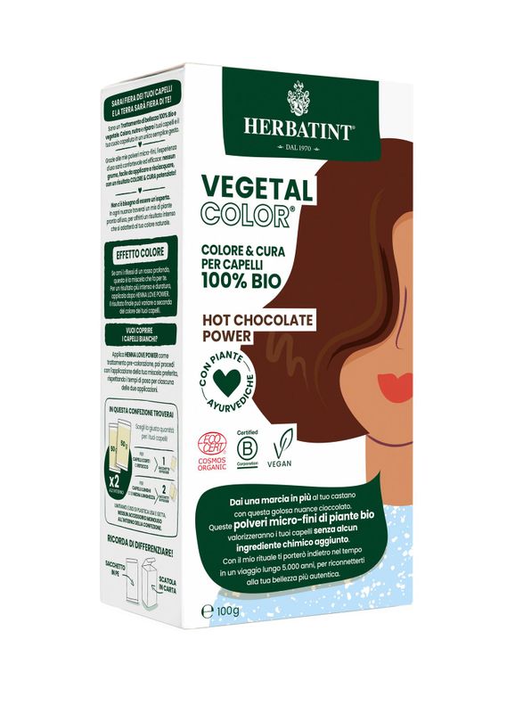 Herbatint Vegetal Color Tinta per capelli 100% Vegetale e bio HOT CHOCOLATE POWER Cioccolato 100gr-1