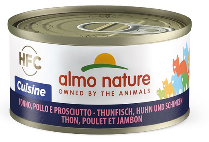Almo Nature HFC Cuisine Cibo Umido Tonno/Pollo/Prosciutto Per Gatti Adulti Lattina 70g-1
