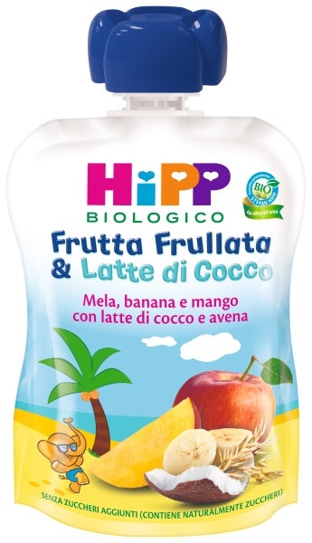 Hipp Biologico Frutta Frullata e Latte di Cocco gusto mela banana mango 90g-1