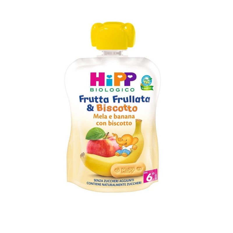Hipp Frutta Frullata Mela Banana Biscotto 90ml 6 Mesi+-1