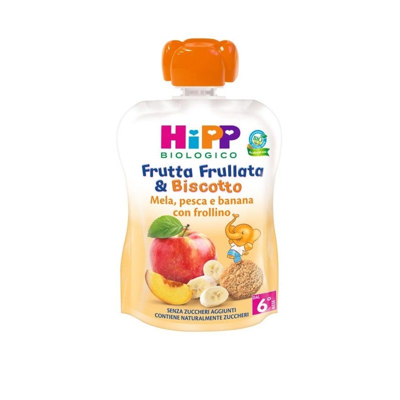 Hipp Frutta Frullata Mela Pesca Banana Frollino 90ml 6 Mesi+-1