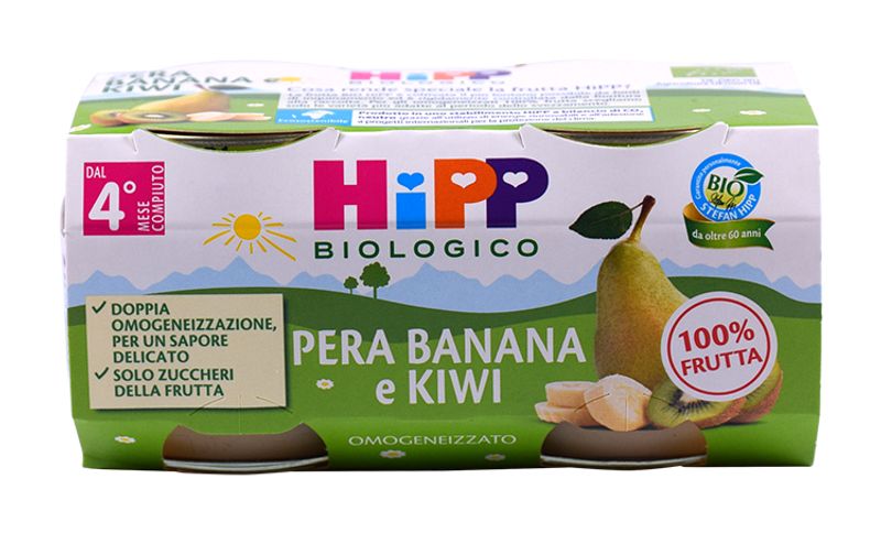 Hipp Bio Omogeneizzato Pera, Banana e Kiwi 2x80g-1