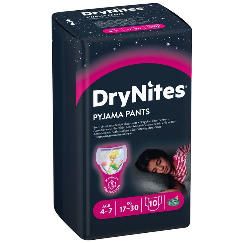 Huggies DryNites Girl Pyjama Pants 17-30Kg 4-7 Anni 10 Pezzi-1