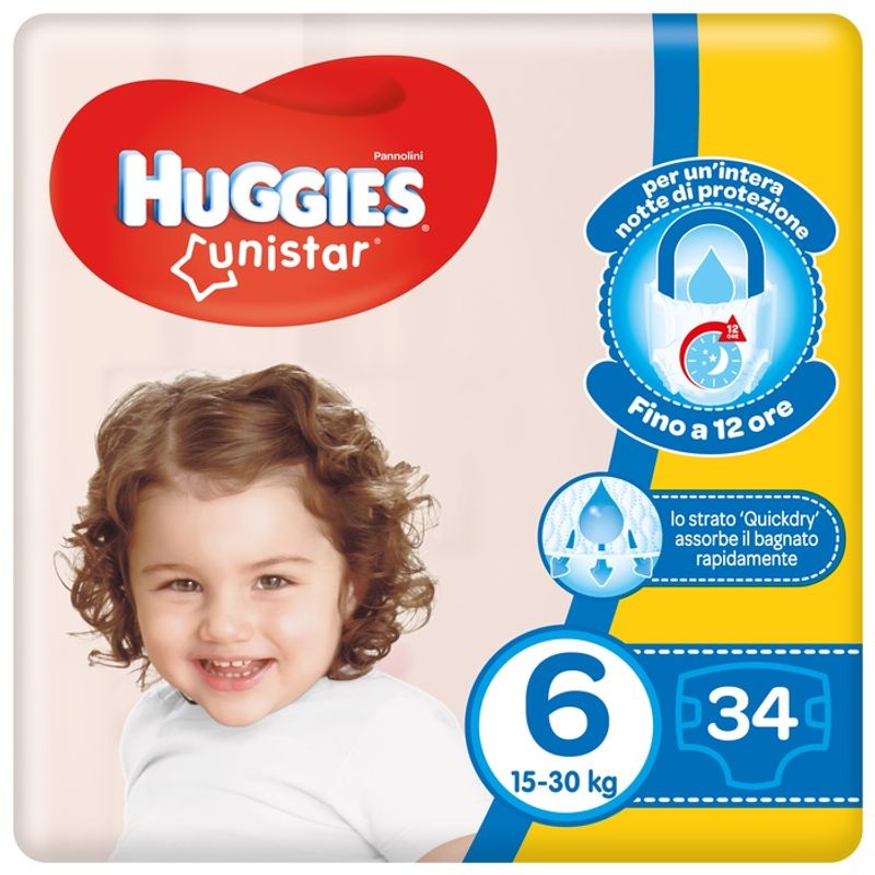 Huggies Unistar Taglia 6 (15-30kg) Pacco 34 Pannolini-1
