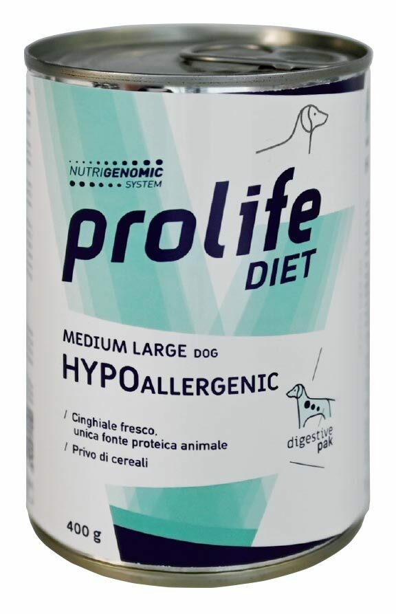Prolife Dog Diet Wet Hypoallergenic Cibo Umido Per Cani Taglia Media/Grande Lattina 400g-2