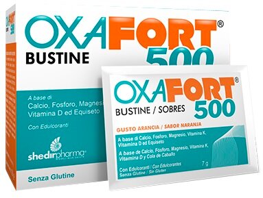 Oxafort 500 per l'assorbimento di calcio e fosforo 18 bustine gusto arancia-2