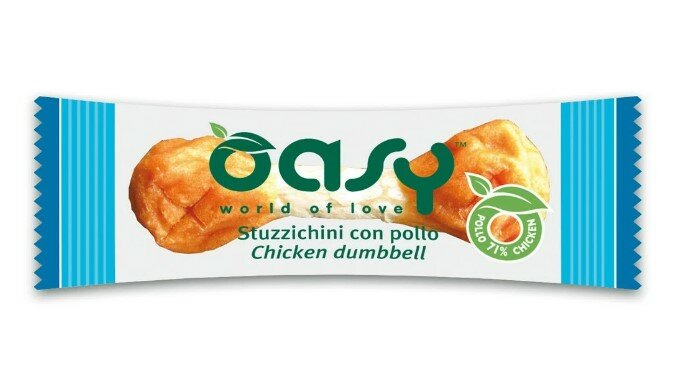 Oasy Snack stuzzichini con pollo mondose per cani 10g-2