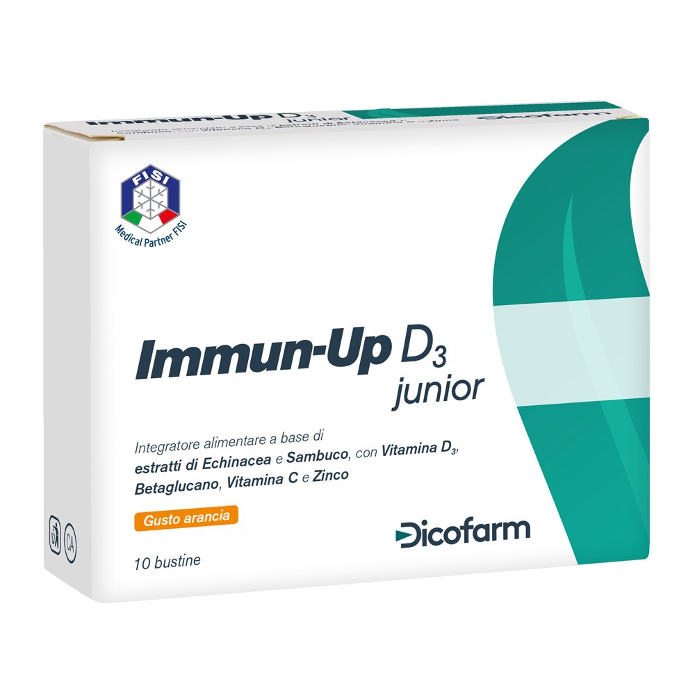 Immun-Up D3 Junior benessere delle vie respiratorie gusto Arancia 10 bustine-1