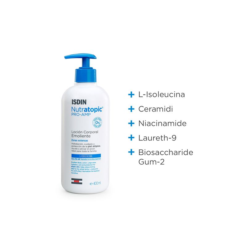 Isdin Nutratopic PRO-AMP Lozione Emolliente Pelle Atopica 400ml-3