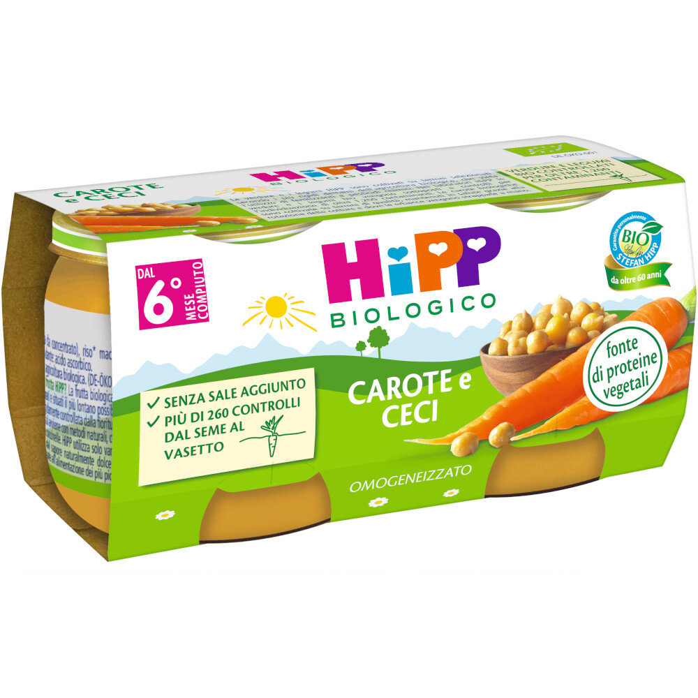 Hipp Bio Omogeneizzato Carote E Ceci 2x80g-2