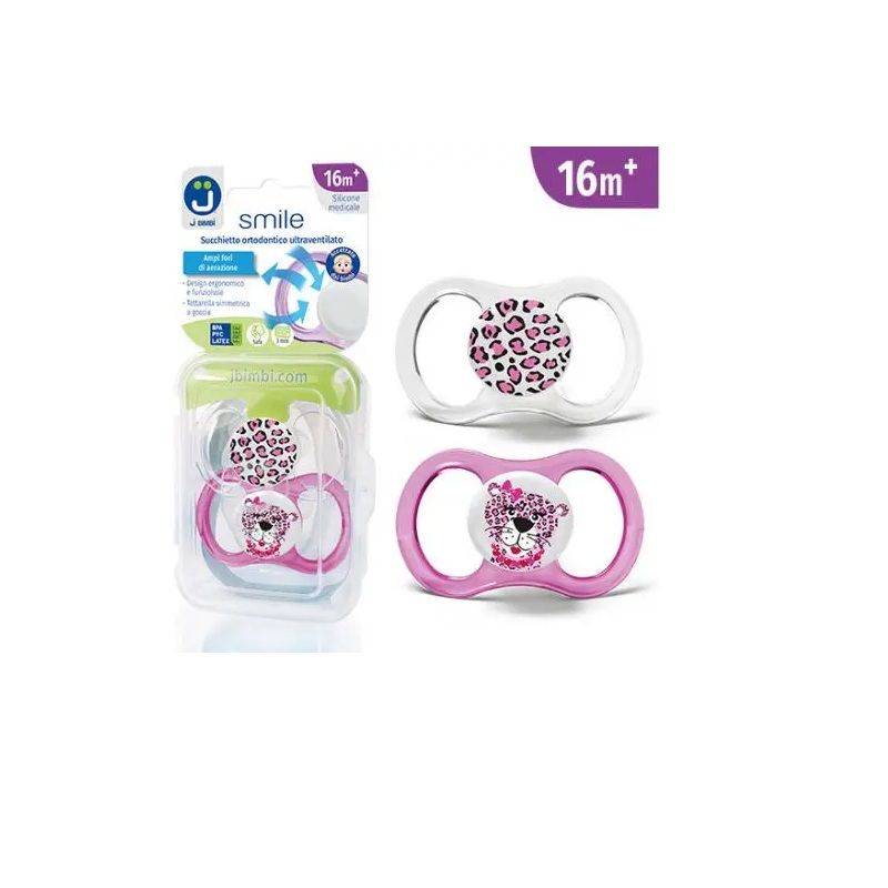 J Bimbi Smile succhietto ultraventilato 16m+ 2 pezzi texture leopardo-1