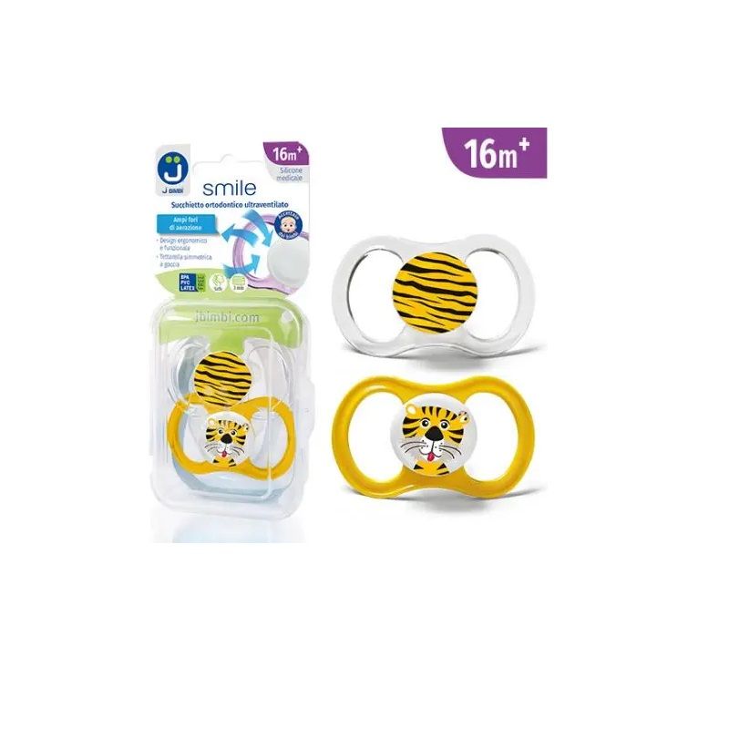 J Bimbi Smile succhietto ultraventilato 16m+ 2 pezzi texture tigre-1