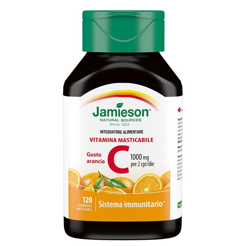 Jamieson Vitamina C 1000 Masticabile gusto arancia per il sistema immunitario 120 compresse-1