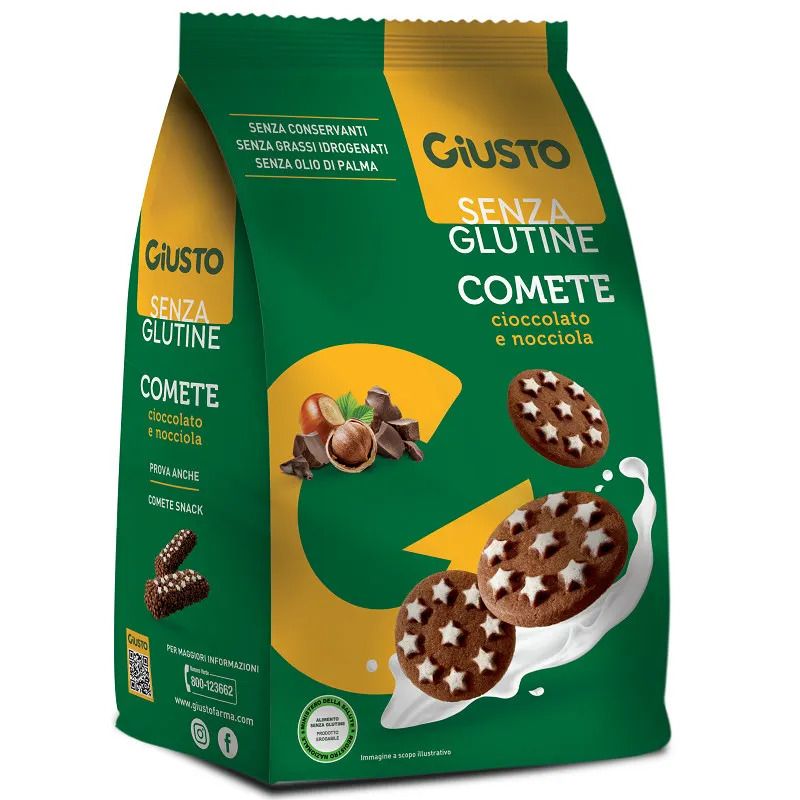 Giusto Senza Glutine Comete biscotti cioccolato e nocciola 200g-1