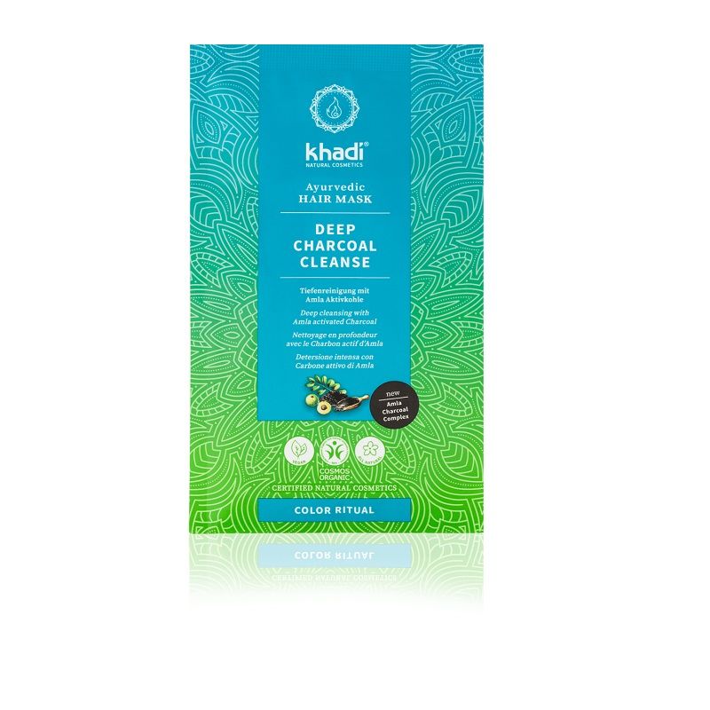 Khadi Deep Charcoal Cleanse Maschera Ayurvedica per capelli Detersione intensa 50g-1