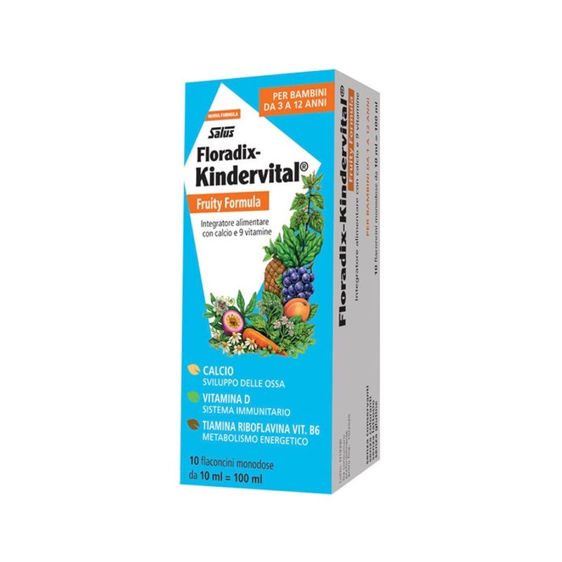 Floradix Kindervital Fruity Formula Potenziata 10 Flaconcini Da 10ml 3/12 Anni-1