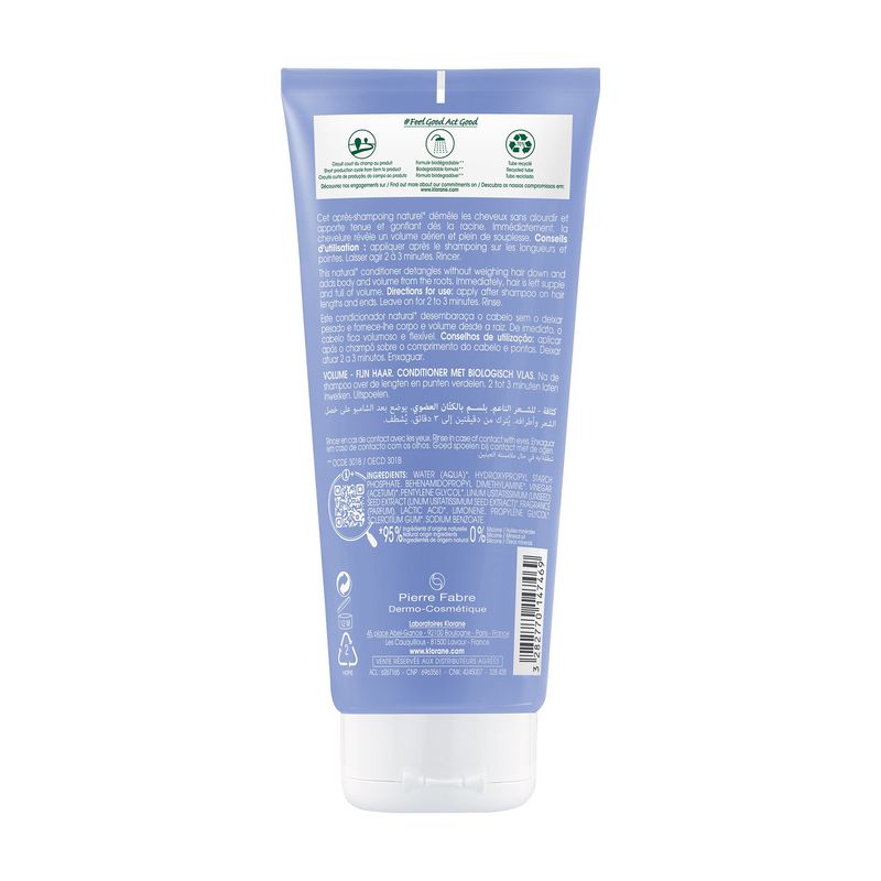Klorane Balsamo dopo shampoo alle fibre di Lino BIO capelli sottili 200ml-4