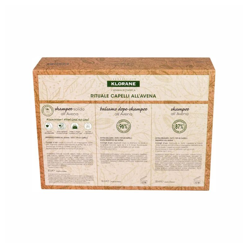 Klorane Cofanetto Rituale Capelli Normali all'Avena shampoo 100ml + balsamo 50ml + shampoo solido 80-2