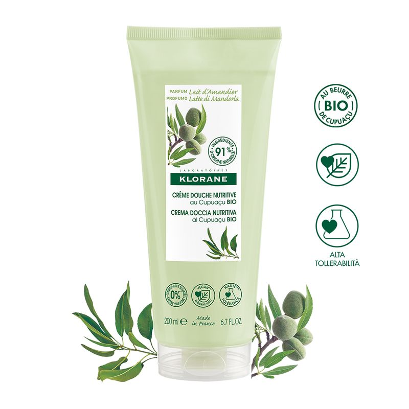 Klorane Crema doccia ricca LATTE DI MANDORLA al burro di Cupuacu BIO 200ml-1
