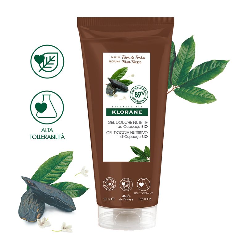Klorane Gel doccia nutritivo al burro di Cupuacu BIO Profumazione FAVA TONKA 200ml-1