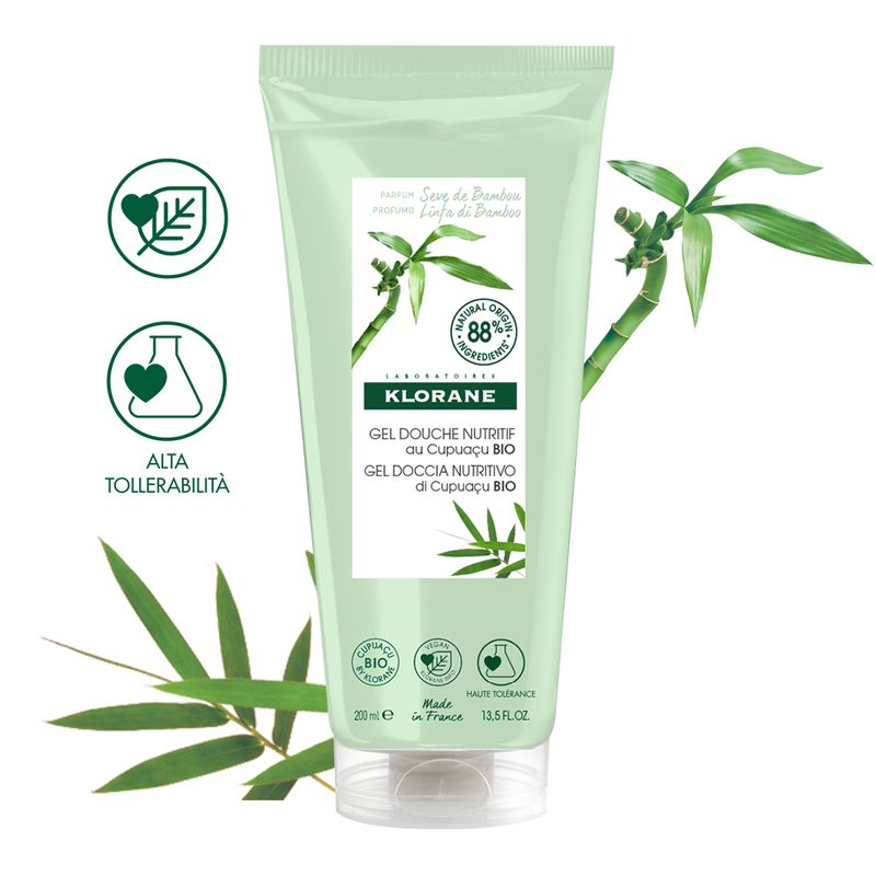 Klorane Gel doccia nutritivo al burro di Cupuacu BIO Profumazione LINFA DI BAMBOO 200ml-1