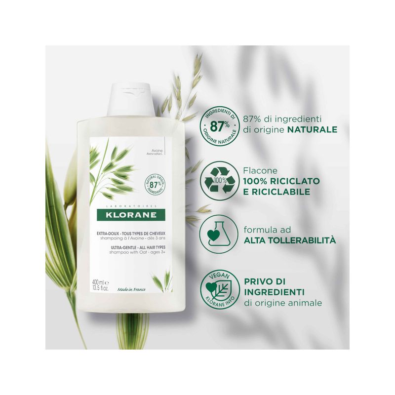 Klorane Shampoo Ultra-Gentile Latte D'Avena 400ml-2