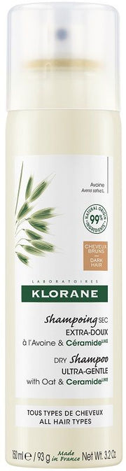 Klorane Shampoo Secco Extra-Delicato all'Avena & Ceramide Capelli Scuri 150ml-1