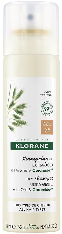 Klorane Shampoo Secco Extra-Delicato all'Avena & Ceramide Capelli Scuri 150ml-1