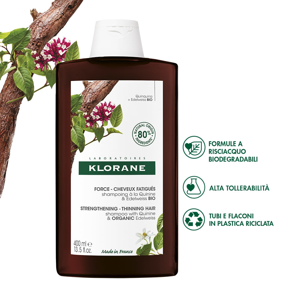 Klorane  Shampoo alla Chinina e Stella Alpina BIO contro la caduta dei capelli 400ml-0