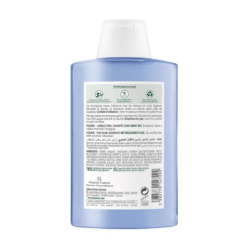 Klorane Shampoo alle fibre di Lino BIO capelli fini e sottili 200ml-2