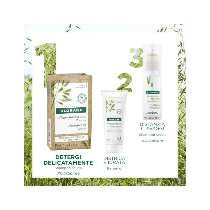 Klorane Shampoo solido all'Avena tutti i tipi di capelli 80g-2