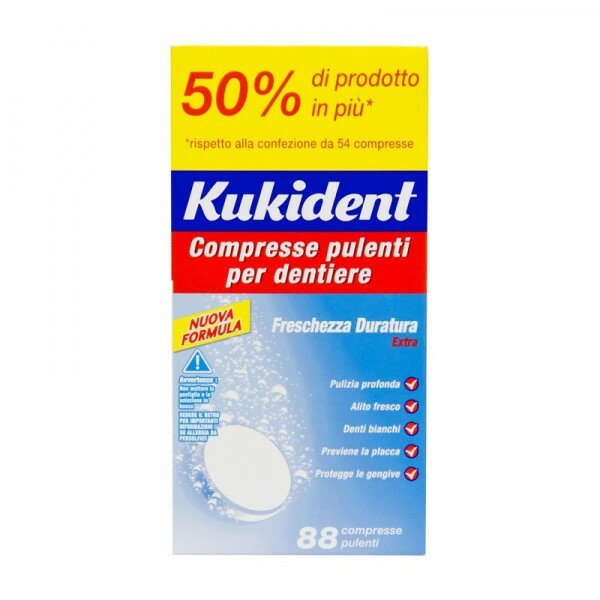 Kukident Cleanser compresse pulenti per dentiera freschezza durata extra 88 compresse-2