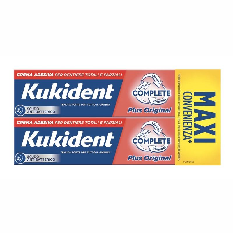 Kukident Complete Plus Original crema adesiva per dentiere 2x65g-1