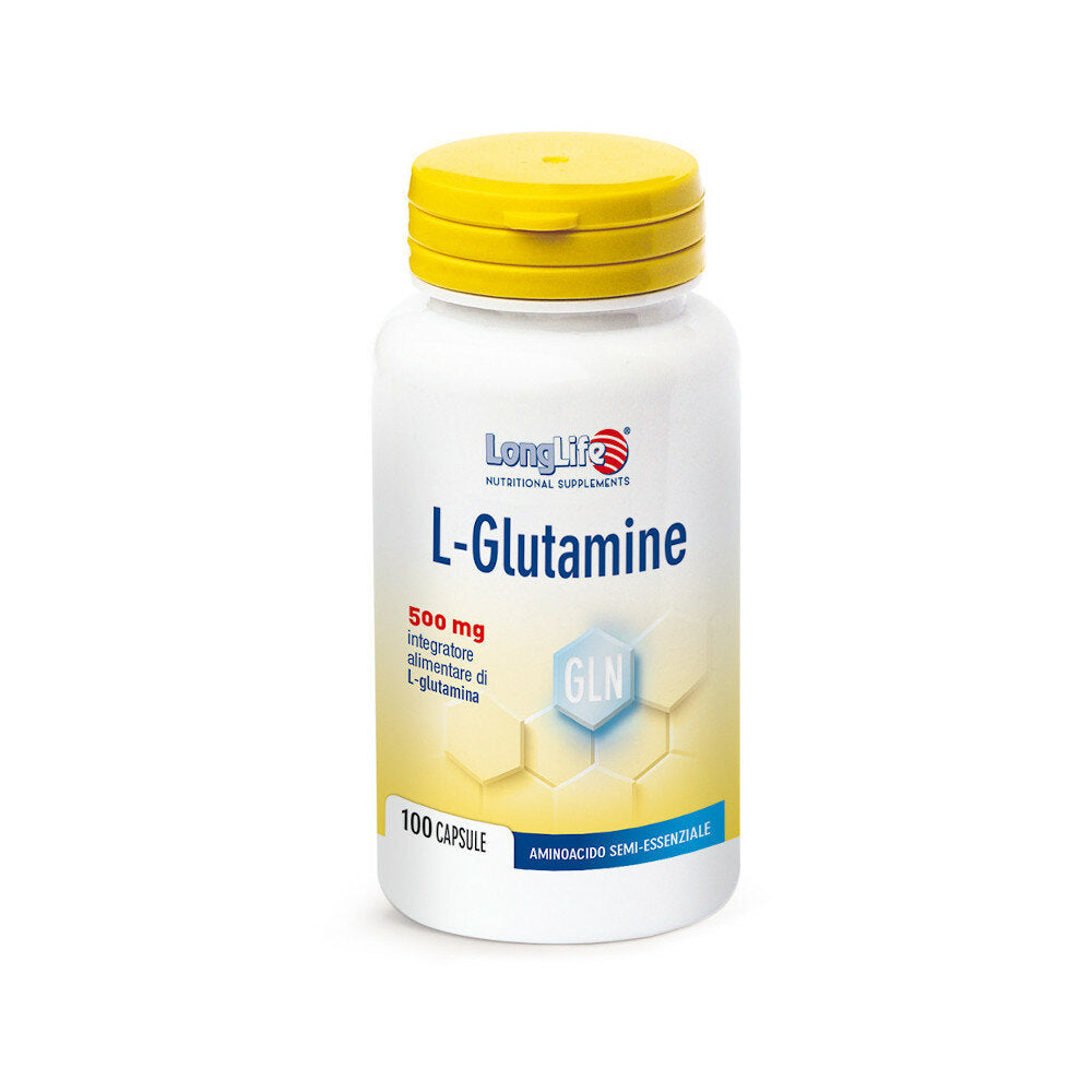 Longlife L-Glutamine integratore alimentare per la normale funzione muscolare 100 capsule-2