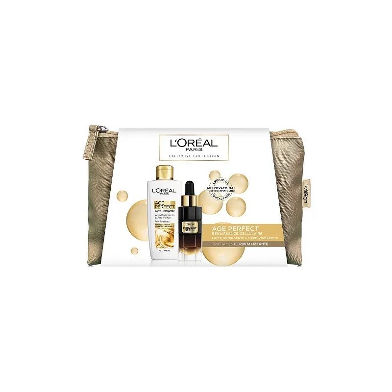 L'Oréal Paris Kit Age Perfect Trattamento Rivitalizzante latte detergente 200ml + siero viso notte 3-1