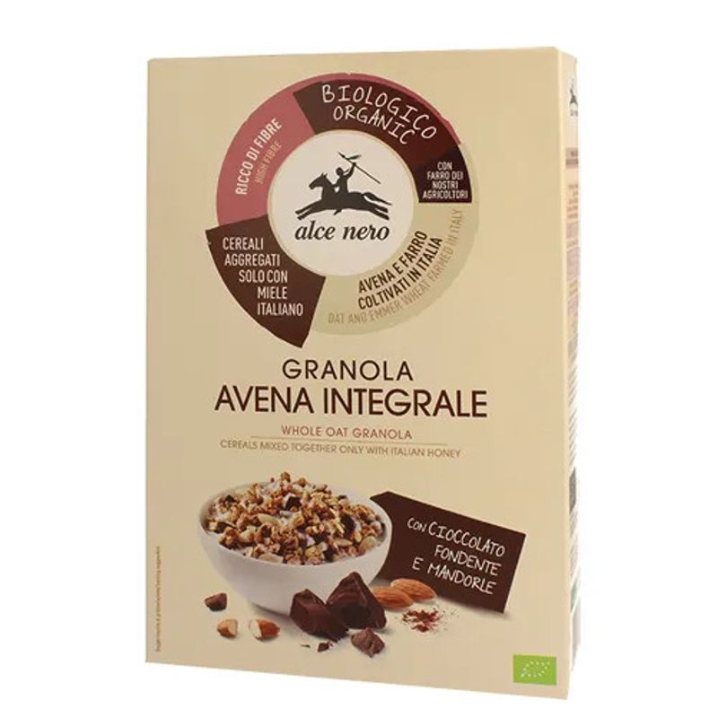 Alce Nero Granola Avena Integrale Cioccolato Fondente/Mandorle 300g-1