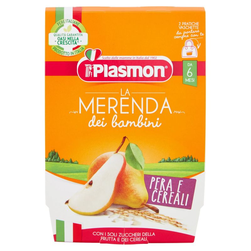 Plasmon La Merenda Dei Bambini pera e cereali 2x120g-1