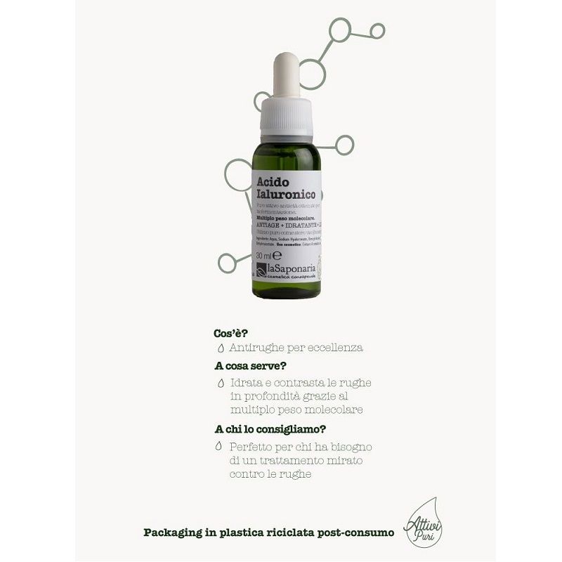 La Saponaria Acido Ialuronico Antiage Idratante Multiplo Peso Molecolare 30ml-2