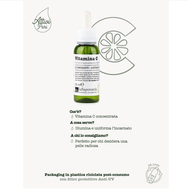 La Saponaria Attivo Puro Vitamina C illumina e uniforma l'incarnato del viso 30ml-2